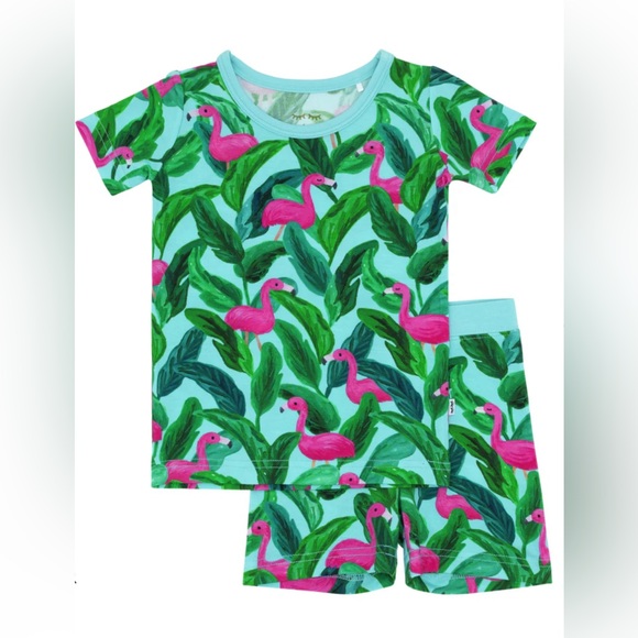 Little Sleepies flamingo two piece short sleeve and shorts 3T, NIB - Picture 1 of 3